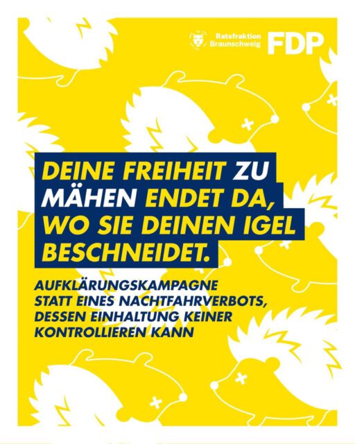 Ein Verbot, dessen Einhaltung nicht Überprüfung werden KANN, hat nicht zuverlässig den gewünschten Effekt.
Statt auf ein Nachtfahrverbot zu setzen, würden wir gerne eine Aufklärungskampagne sehen, die die Besitzer von Mährobotern über das Problem informiert und so tatsächlich einen Unterschied machen kann.
Der vorliegende Änderungsantrag der Ratsfraktionen von SPD und den Grünen entspricht in vielen Punkten unserer Meinung zu dem Thema. Deshalb lehnen wir zwar die originale Vorlage ab, stimmen dafür aber dem ÄA zu.